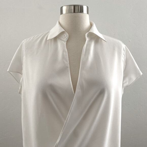 Joie Keturah Blouse Women's Small White Faux Wrap Minimalist Modest Office NWT - Picture 4 of 14